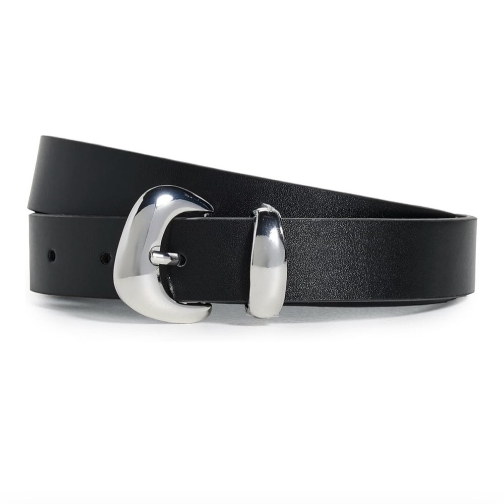 NWT Good American Women’s Black Belt with Silver Buckle, XS-S